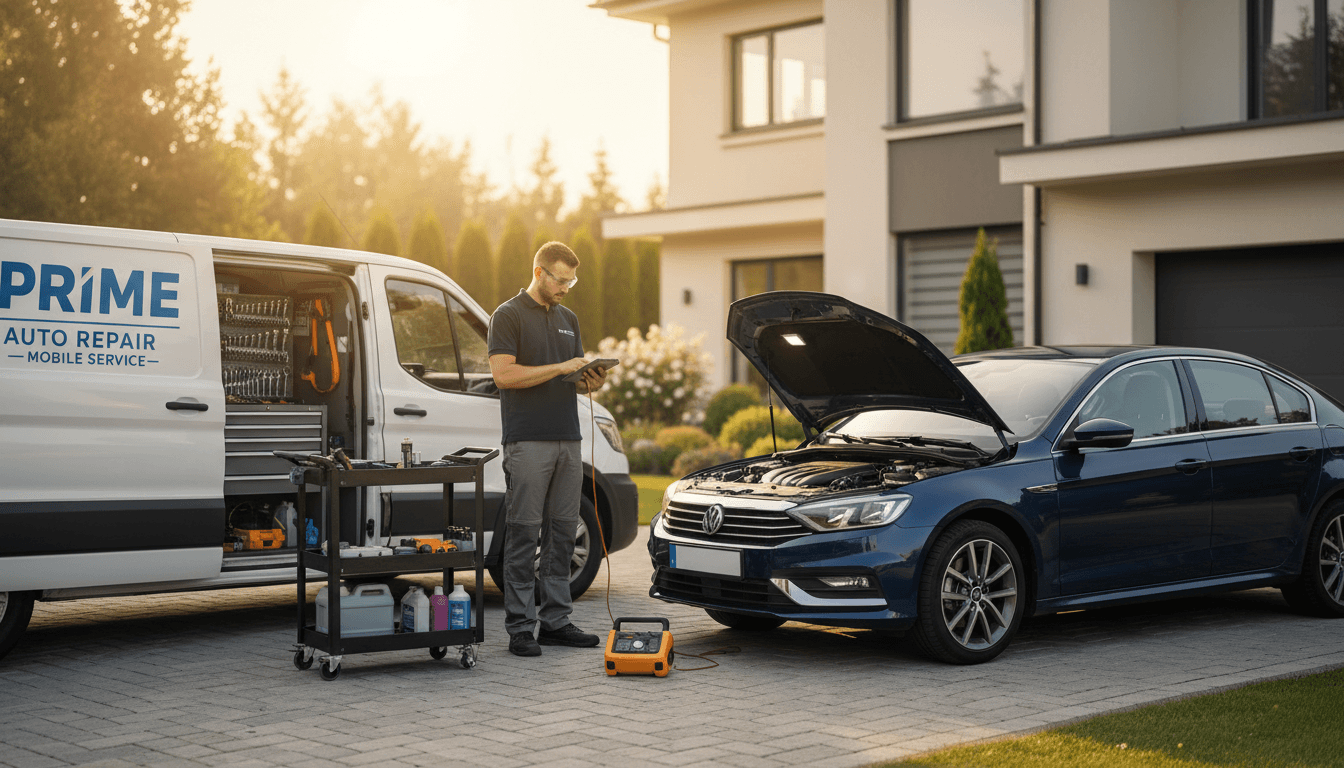 Precision Auto Tech mobile service vehicle at Denver autobody shop location
